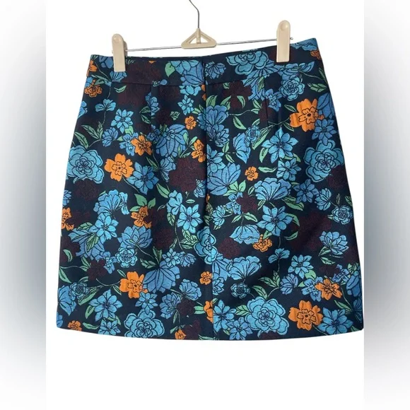 Loft Floral Blue and Orange Women's Skirt - Picture 2 of 4